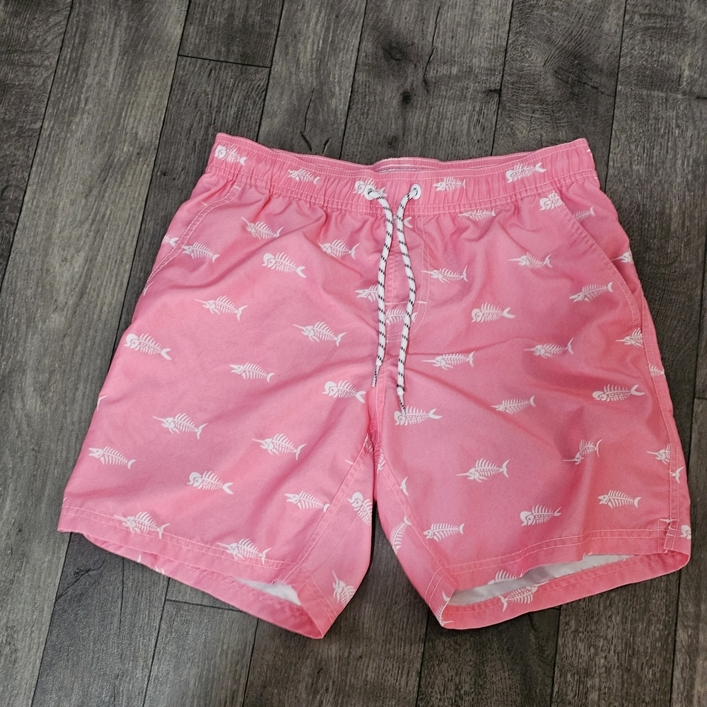 Maaggic Pink Fishbone Pattern Swim Shorts Size Small {Bx8}